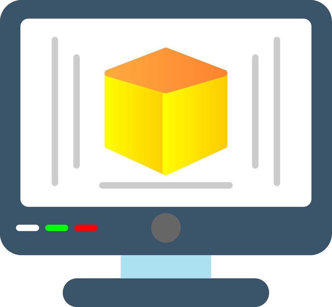 3d Modeling Flat Gradient  Icon vector