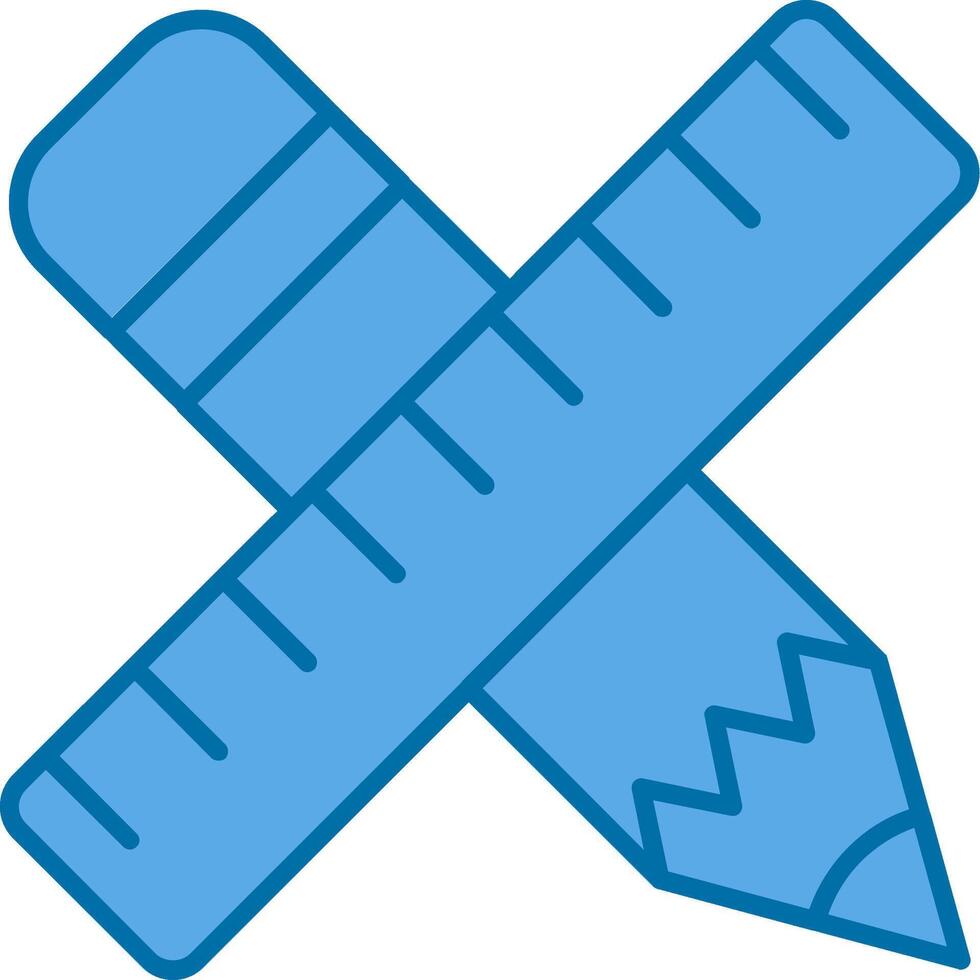 Pencil And Ruler Filled Blue  Icon vector