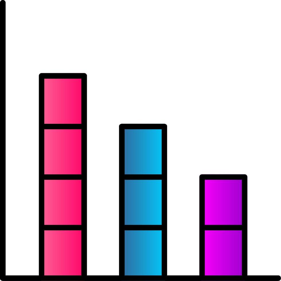 Bar Graph Line Filled Gradient  Icon vector