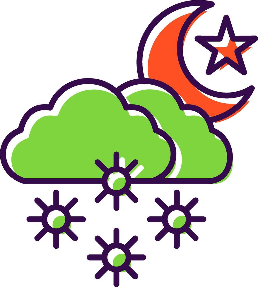 noche nieve lleno icono vector