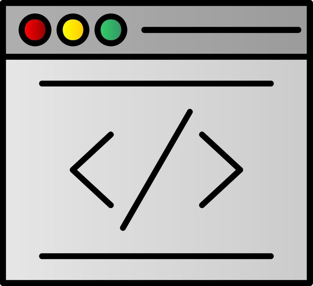 codificación línea lleno degradado icono vector