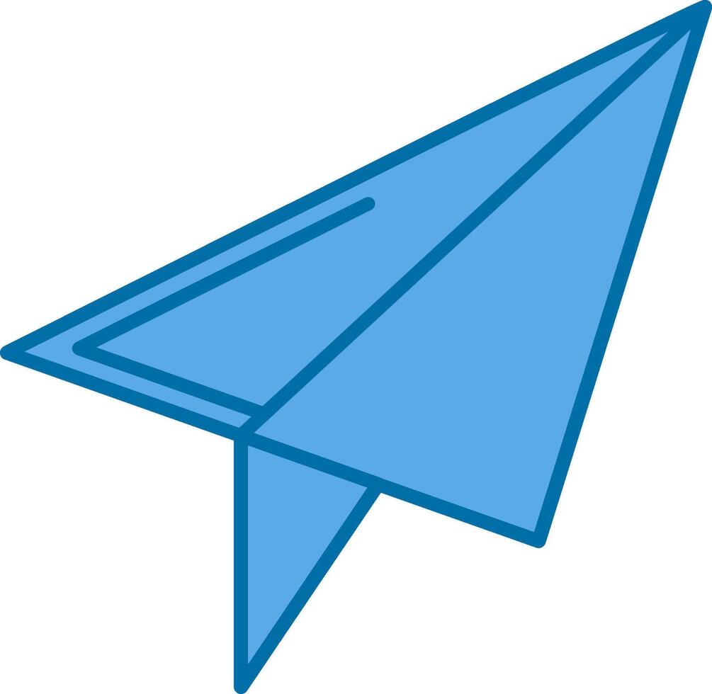 papel avión lleno azul icono vector