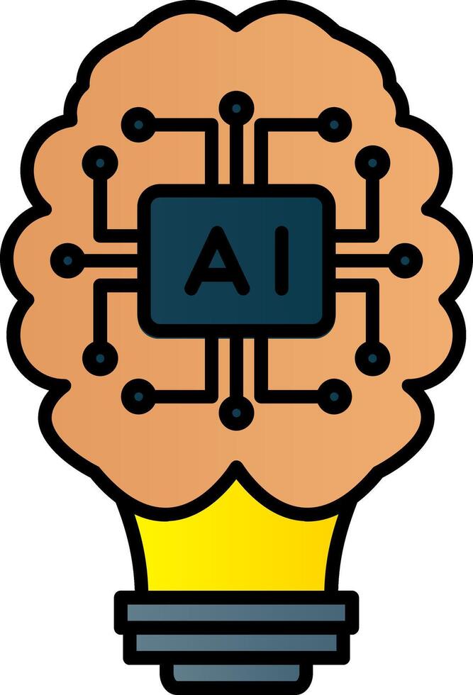 artificial inteligencia línea lleno degradado icono vector