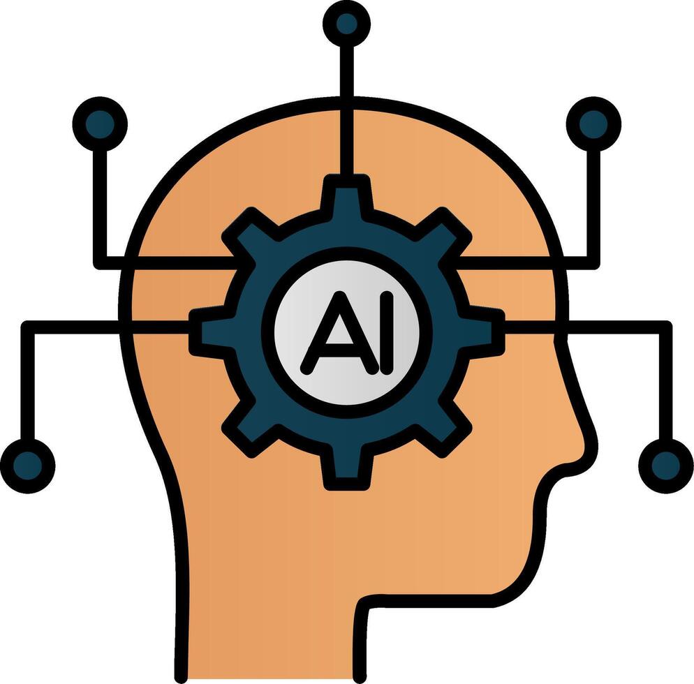 Artificial Intelligence Line Filled Gradient  Icon vector