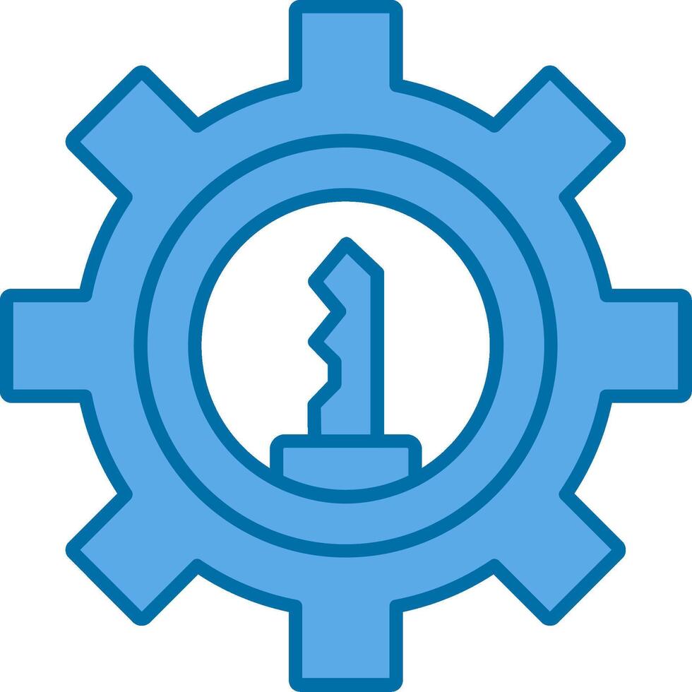 engranaje lleno azul icono vector