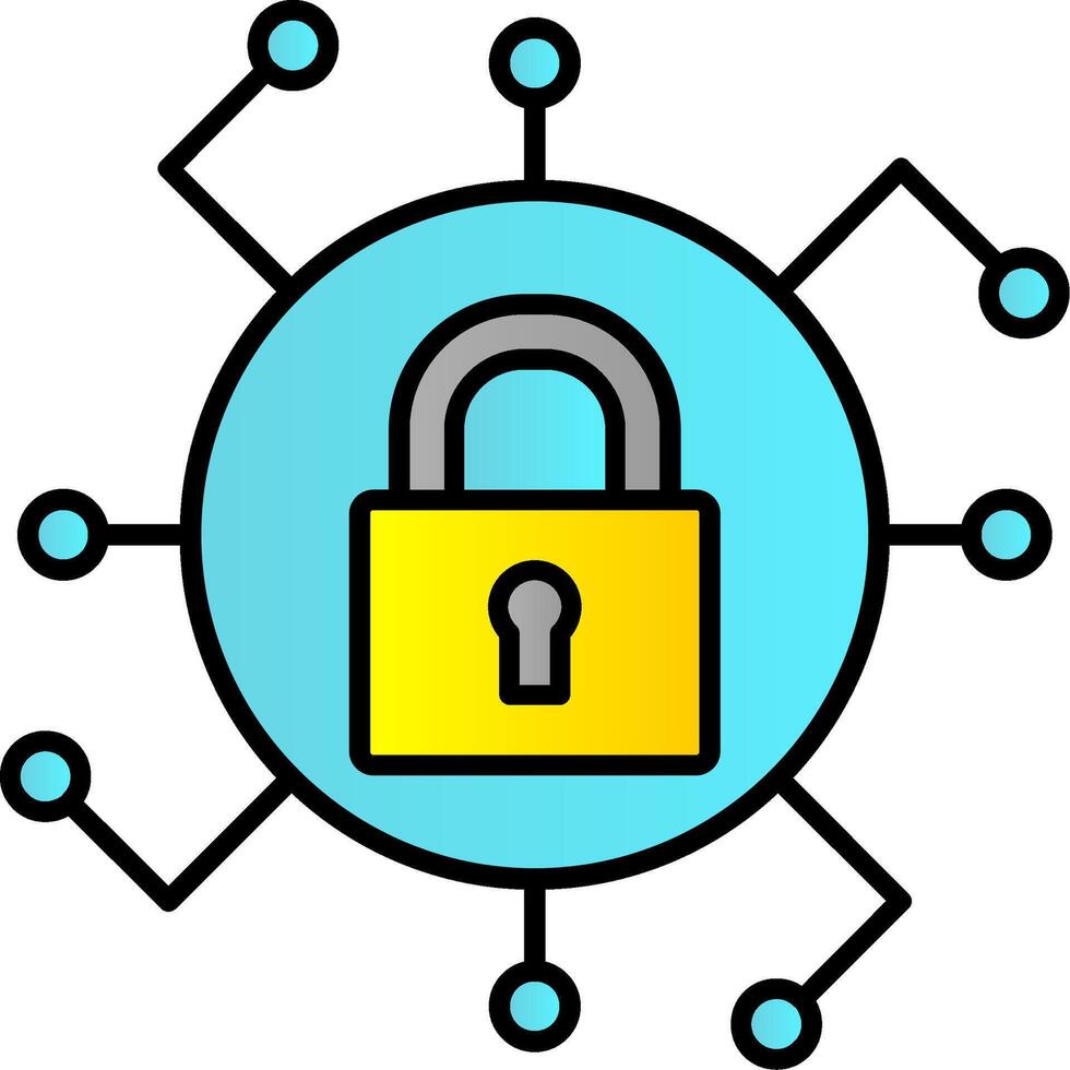 Secure Line Filled Gradient  Icon vector