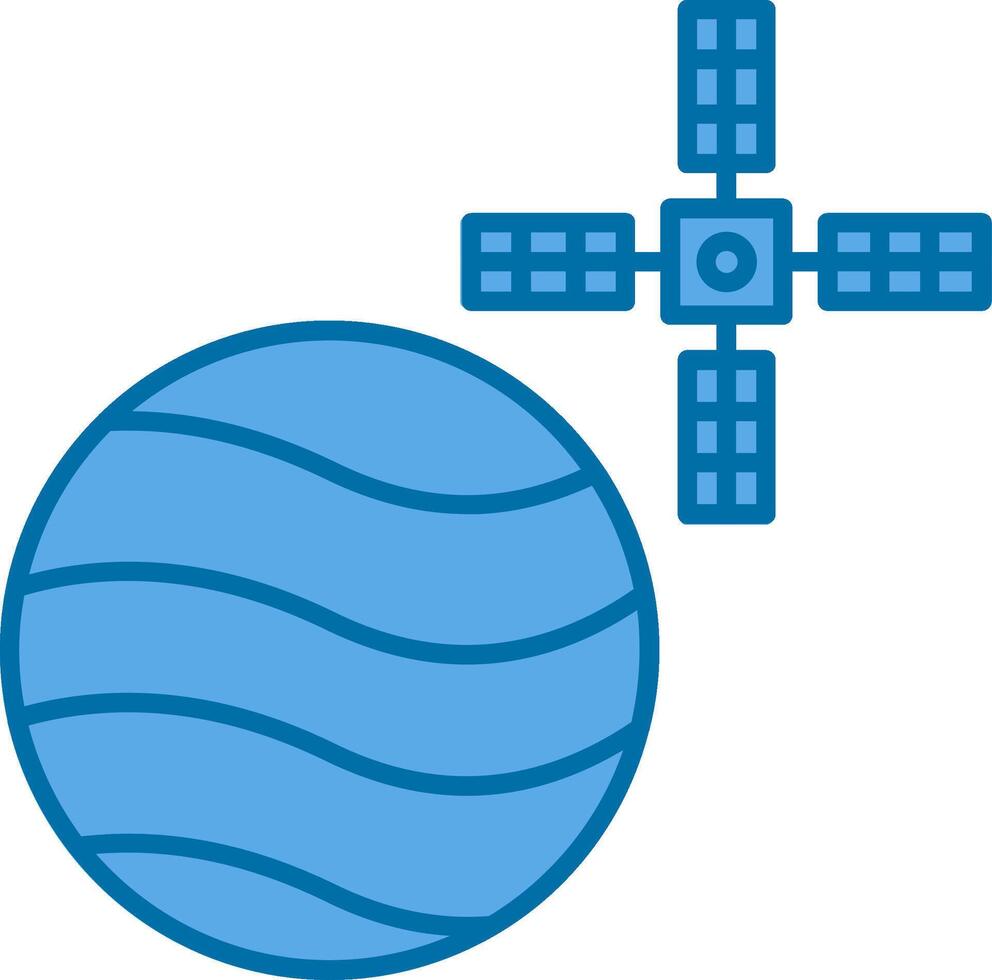 Mars With Satellite Filled Blue  Icon vector
