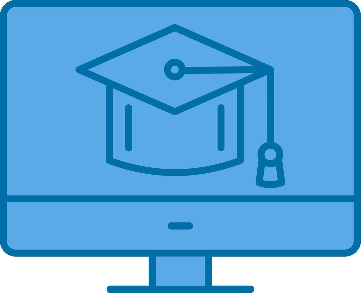 Mortarboard Filled Blue  Icon vector