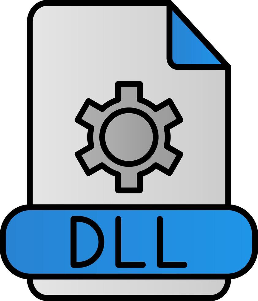 dll línea lleno degradado icono vector