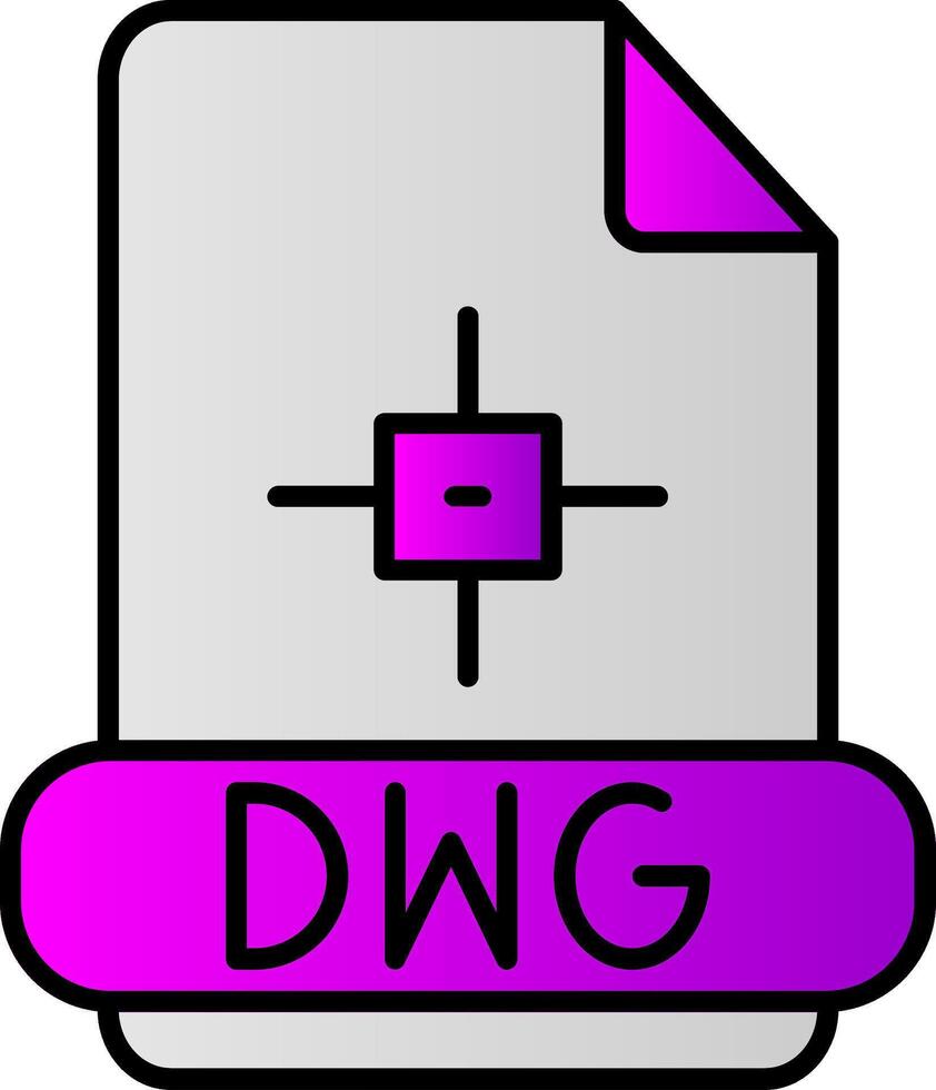 dwg línea lleno degradado icono vector