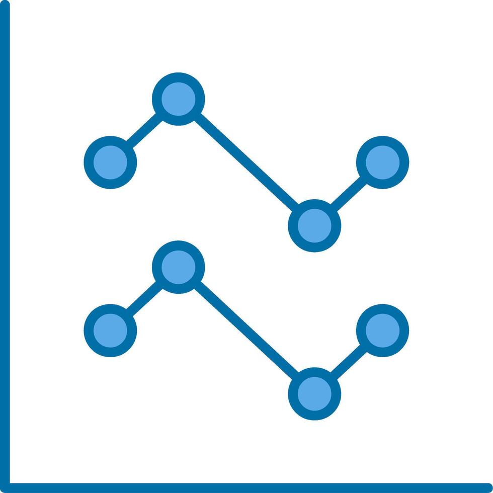 Line Chart Filled Blue  Icon vector