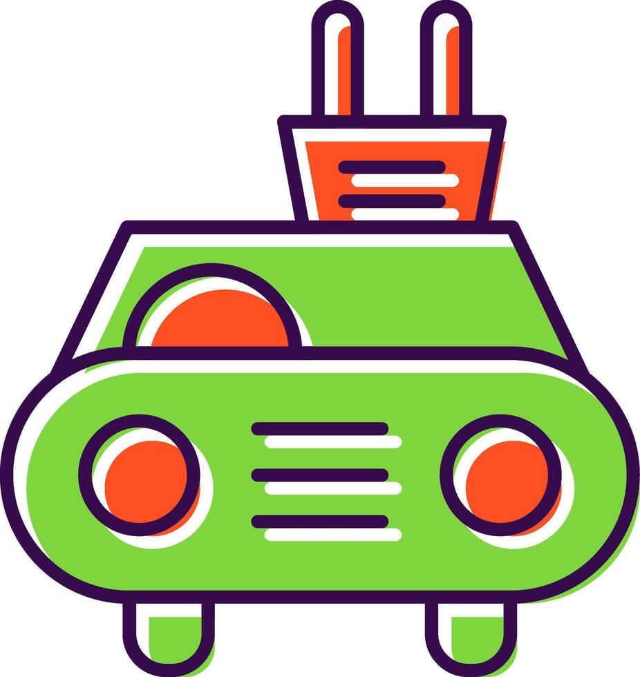 Electric Car Filled  Icon vector