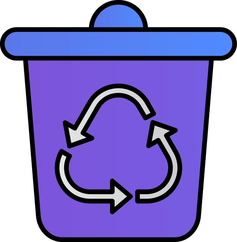 Recycle Bin Line Filled Gradient  Icon vector