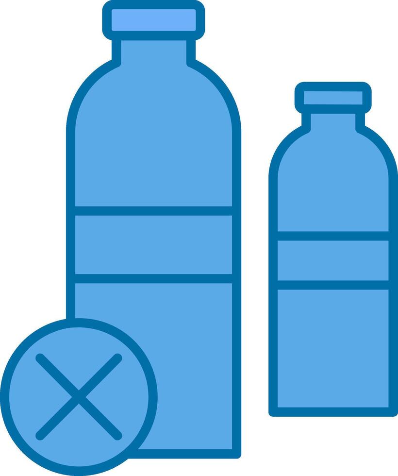 No Plastic Bottles Filled Blue  Icon vector