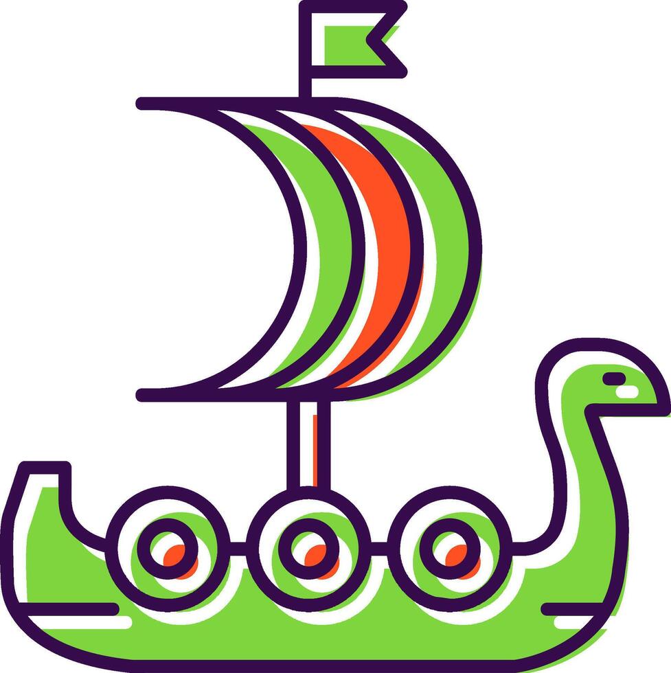 Viking Ship Filled  Icon vector