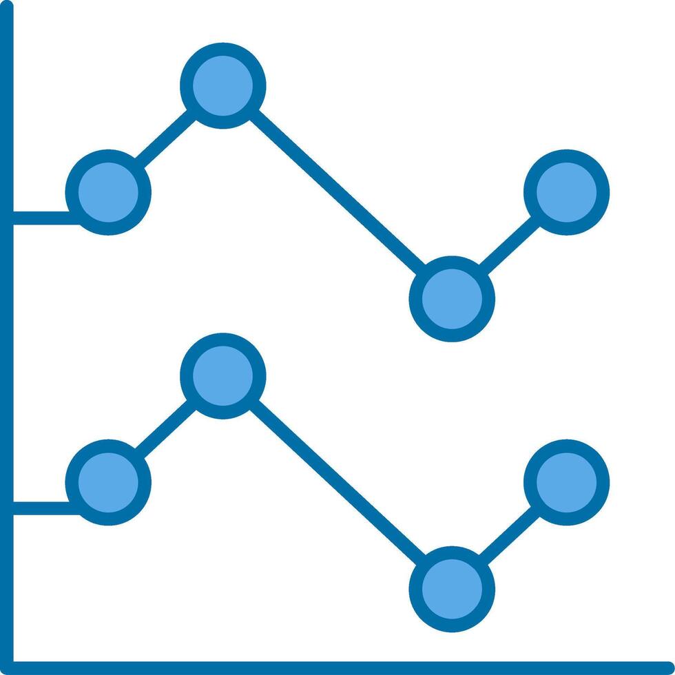 Line Chart Filled Blue  Icon vector