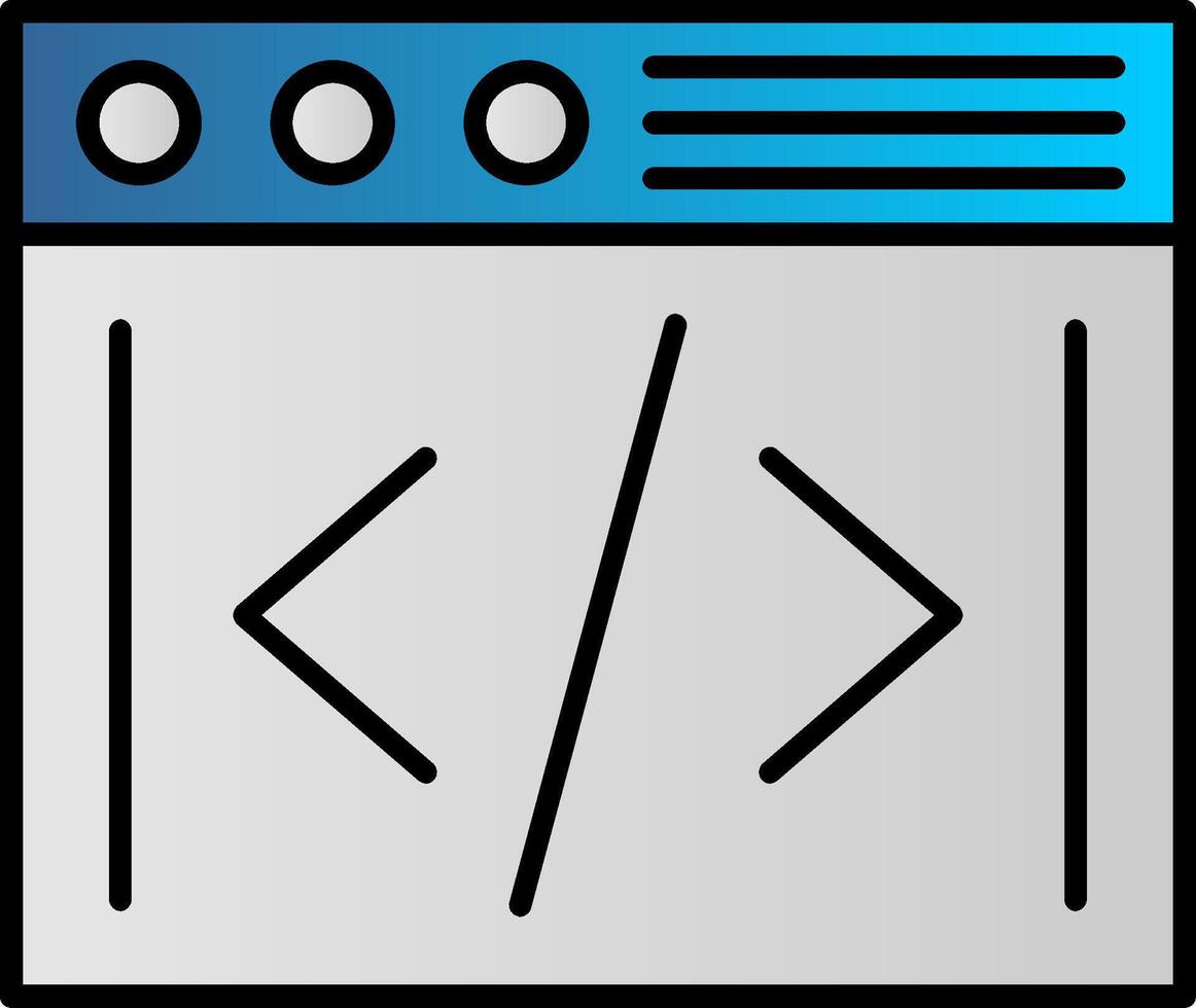 codificación línea lleno degradado icono vector