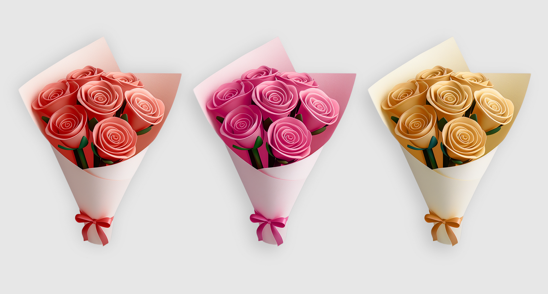 three roses with a ribbon tied around them psd