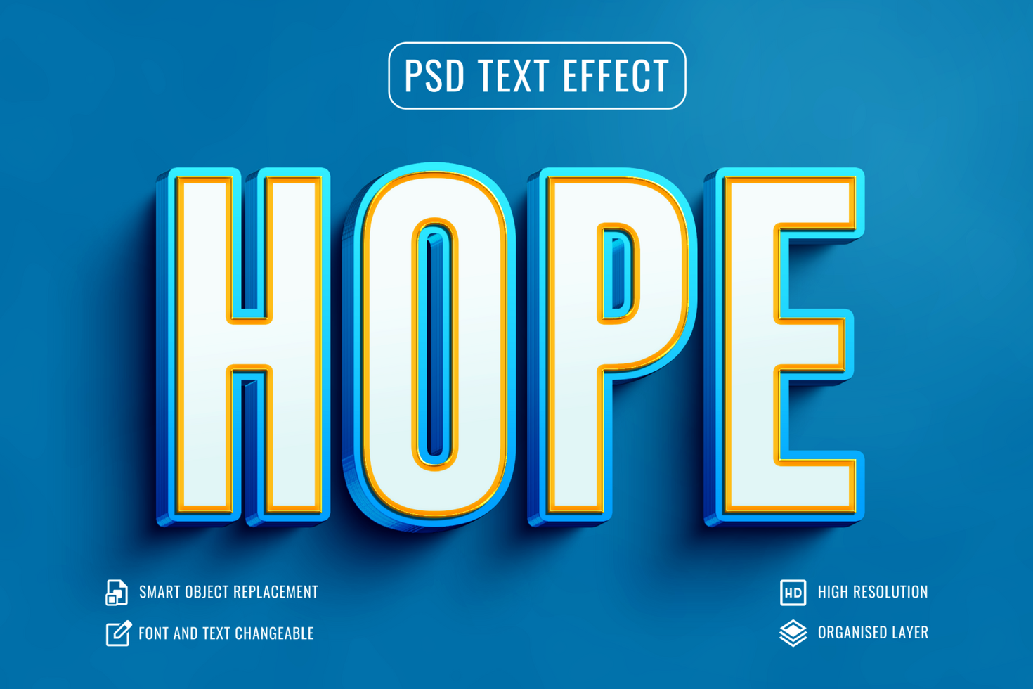 3d hope text style effect psd