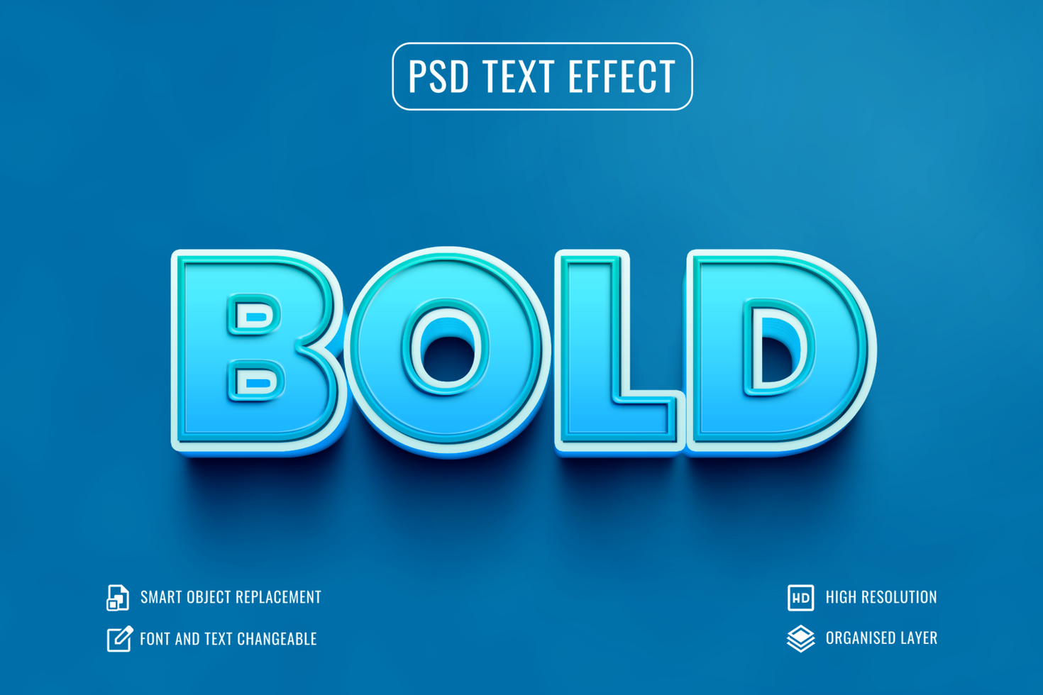 bold 3d text style effect psd