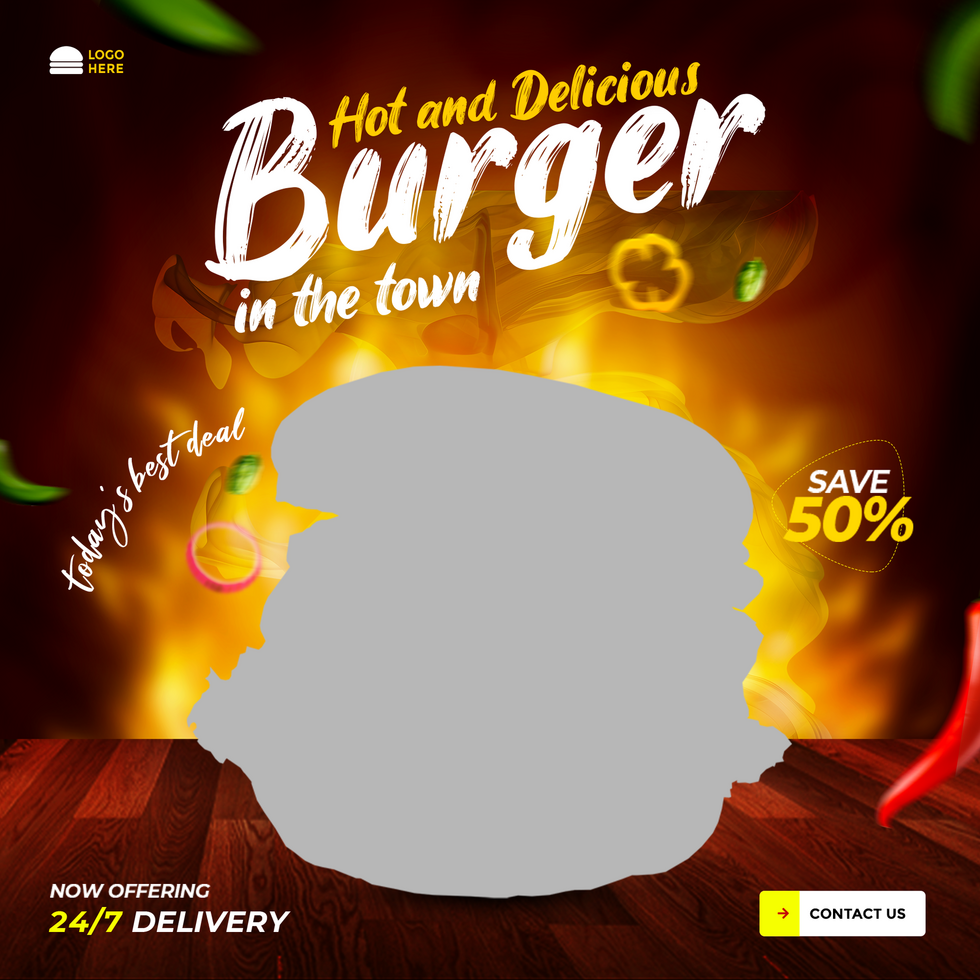 Delicious burger and food menu social media banner template psd