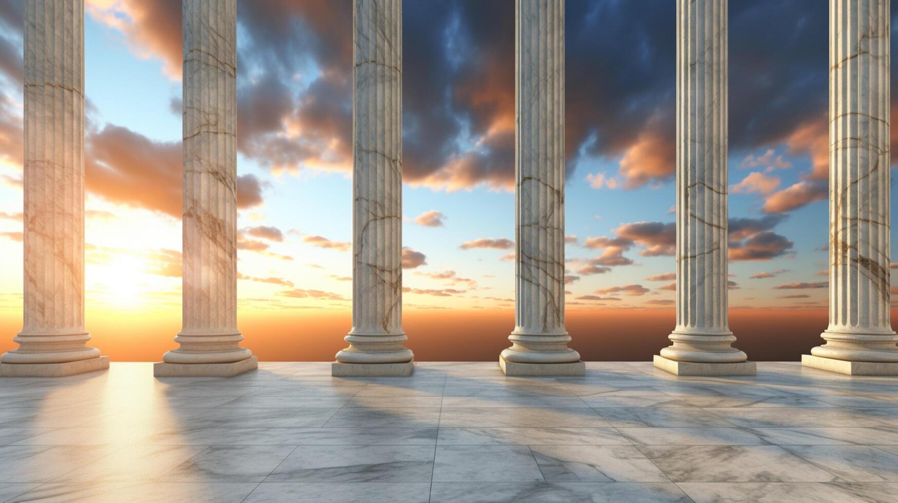 AI generated Marble Columns background photo