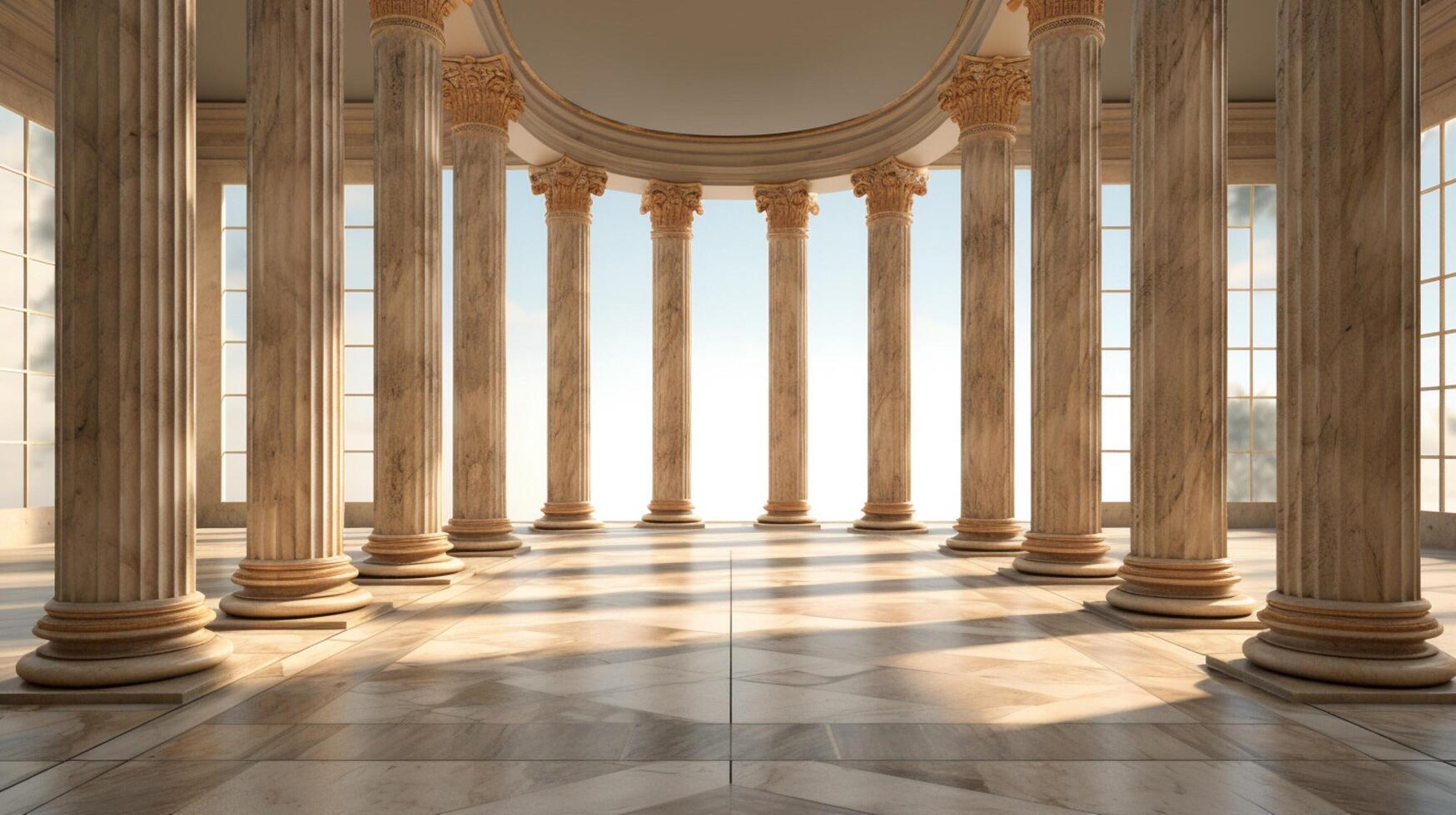 AI generated Marble Columns background photo