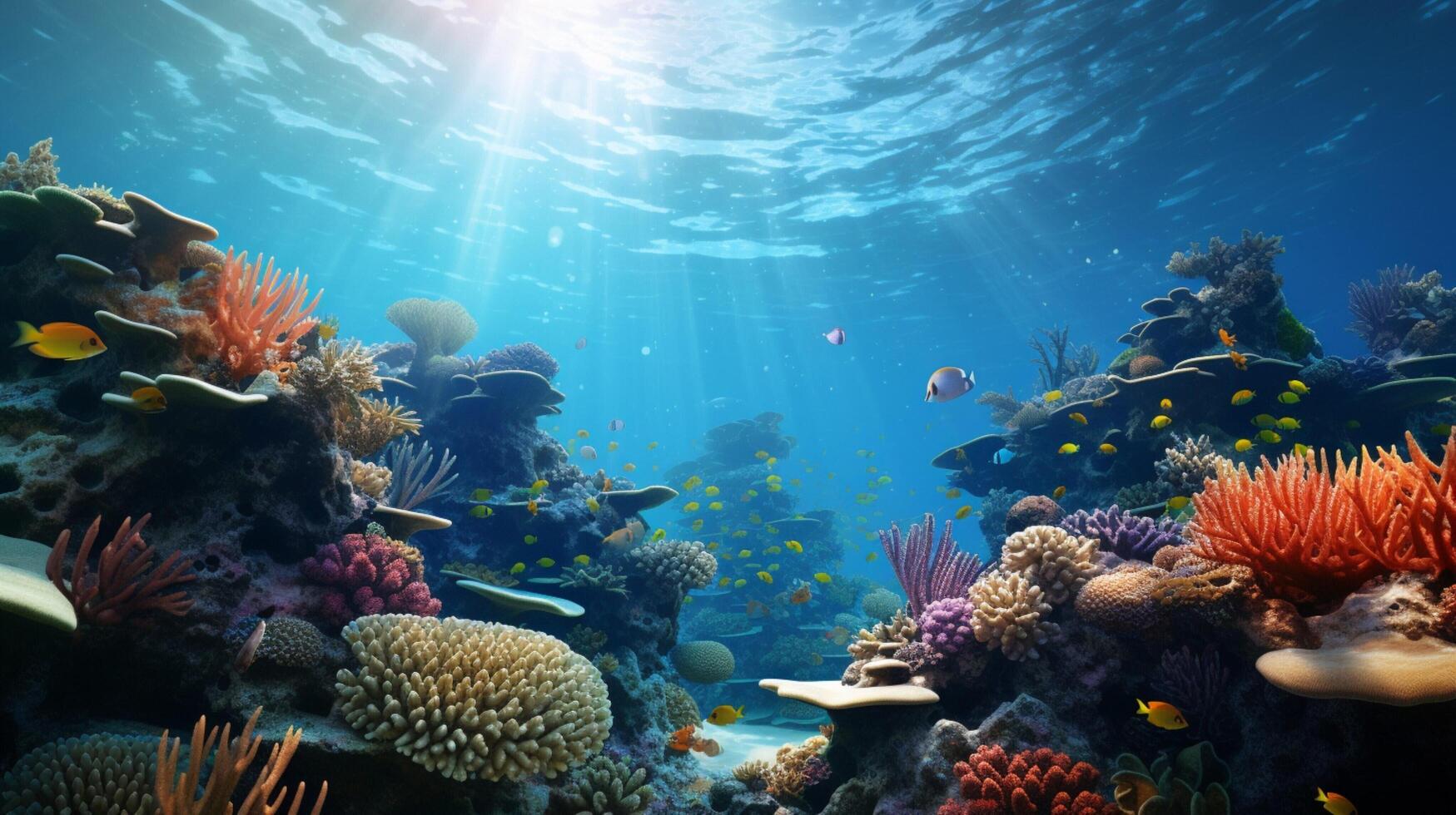 AI generated Marine Life and Coral Reefs background photo