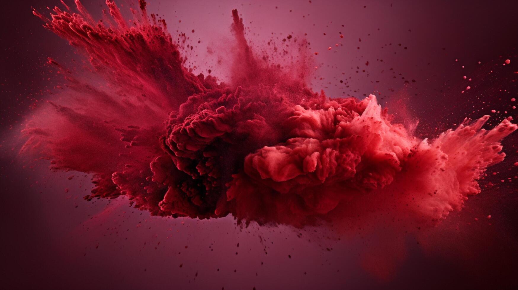 AI generated Maroon color powder splash background photo