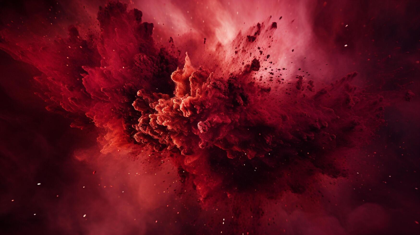 AI generated Maroon color powder splash background photo