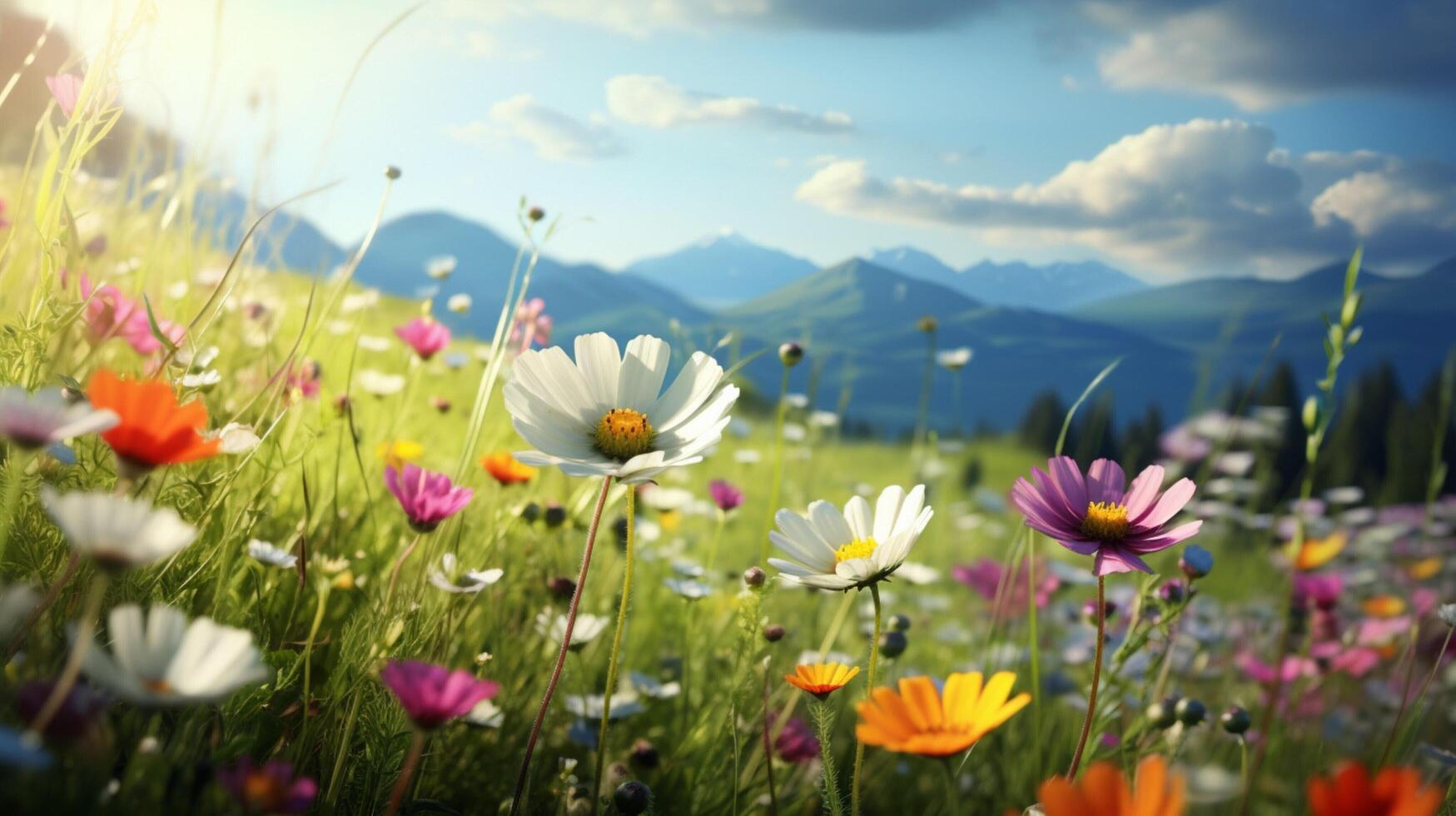 AI generated Meadow Floral background photo