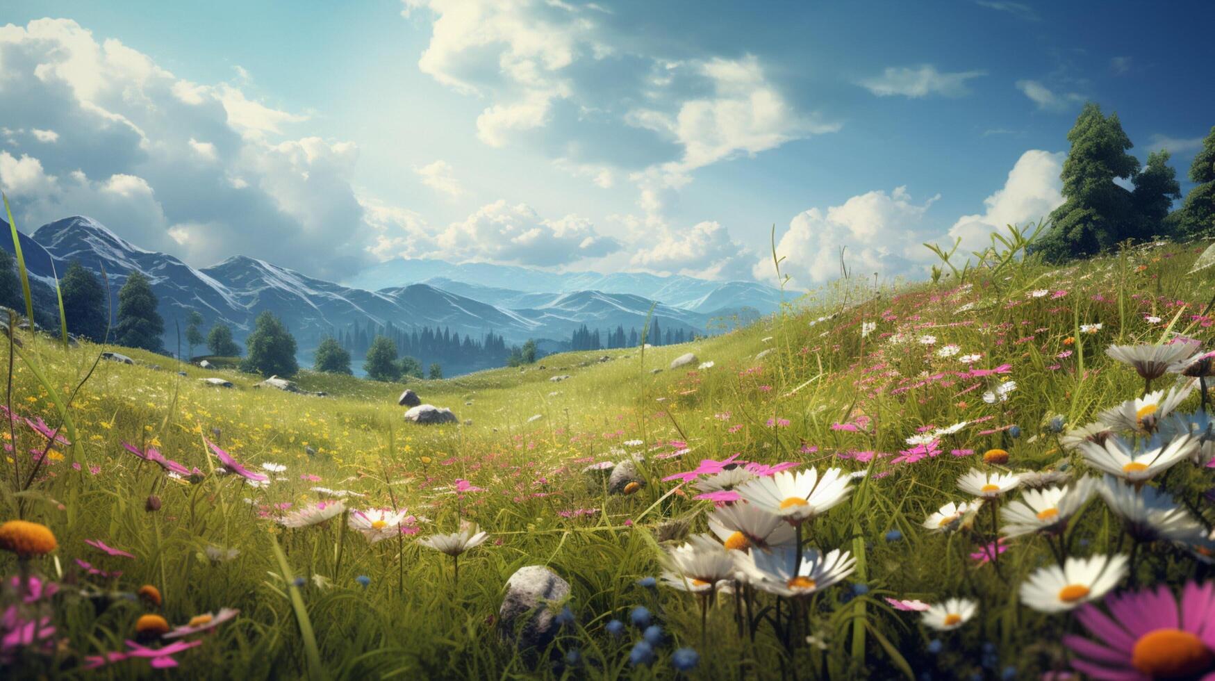 AI generated Meadow Floral background photo