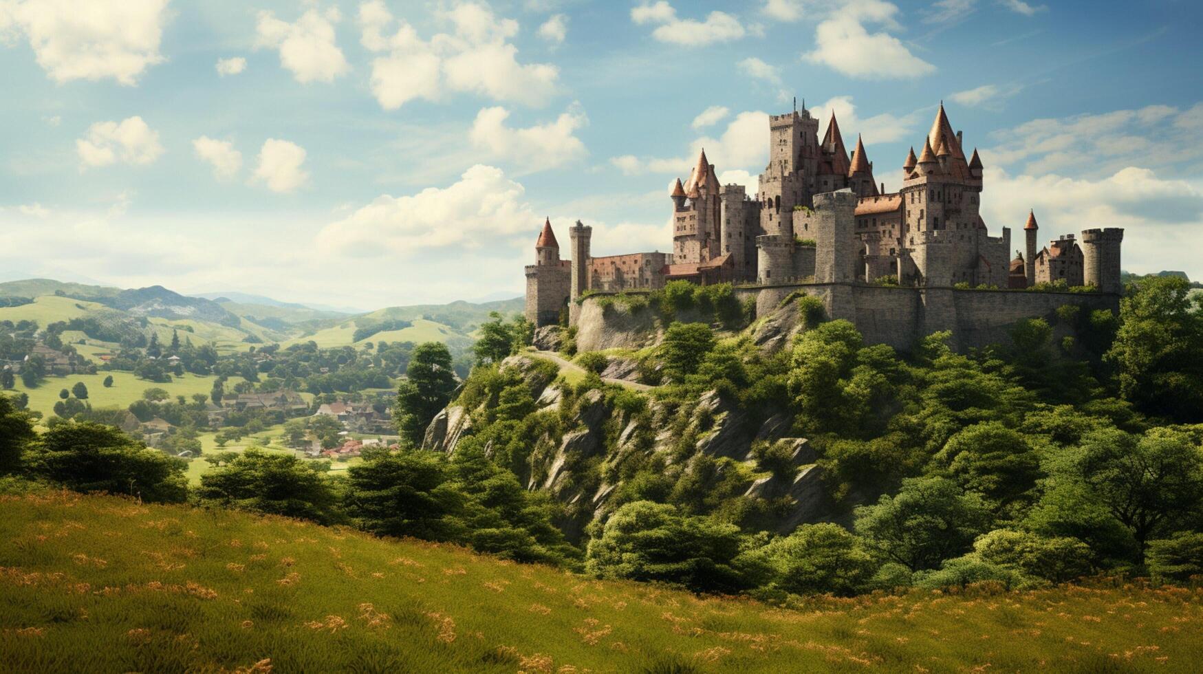 AI generated Medieval Castles and Kingdoms game background photo
