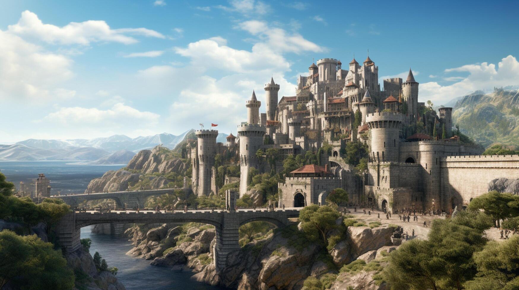AI generated Medieval Castles and Kingdoms game background photo