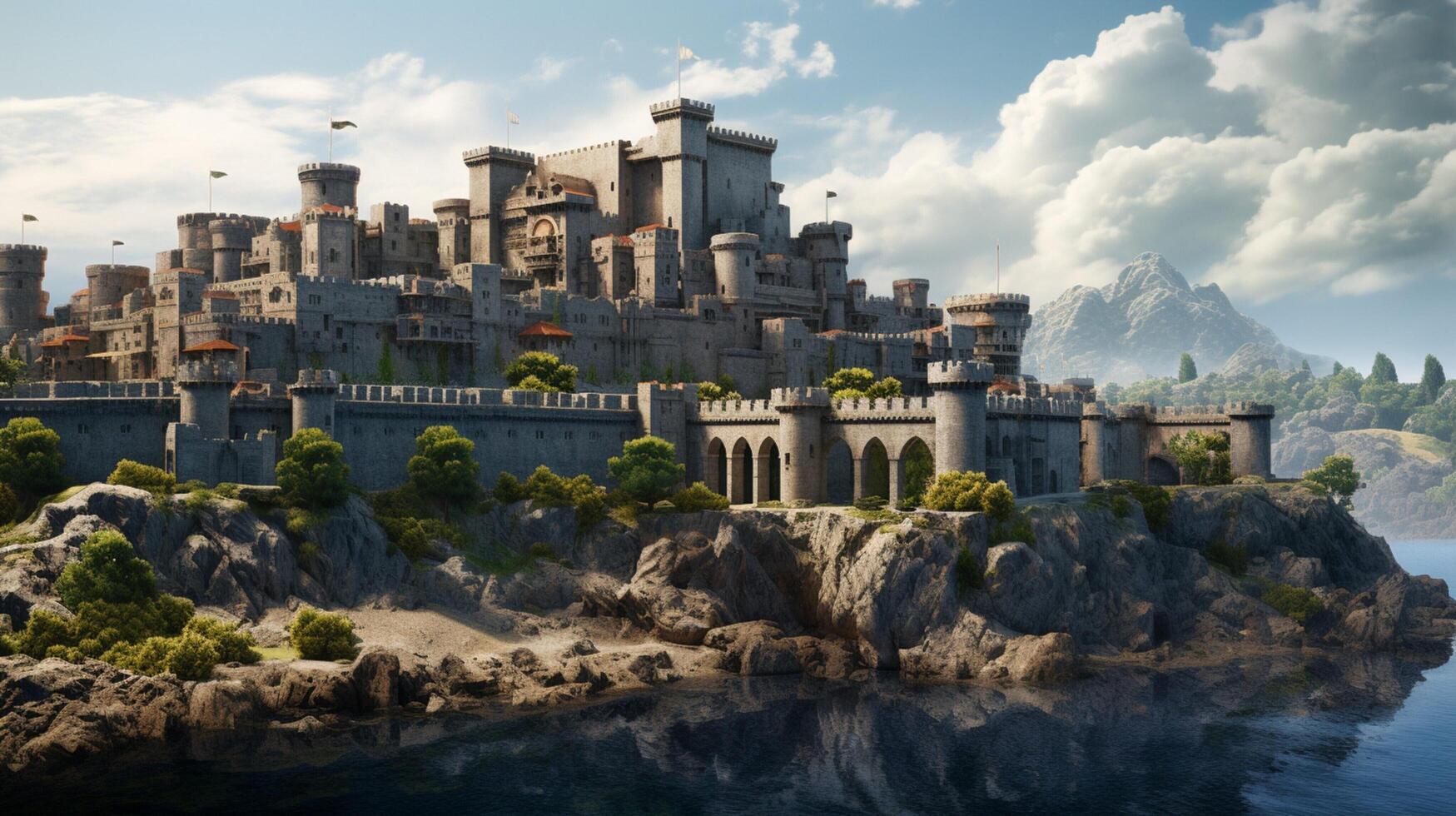 AI generated Medieval Castles and Kingdoms game background photo