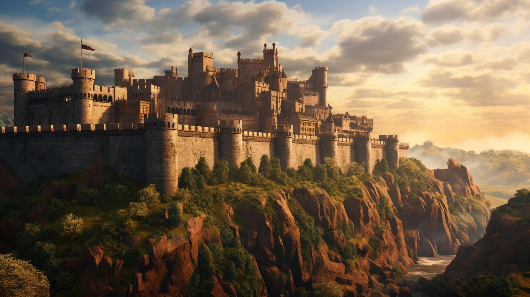 AI generated Medieval Castles and Kingdoms game background photo