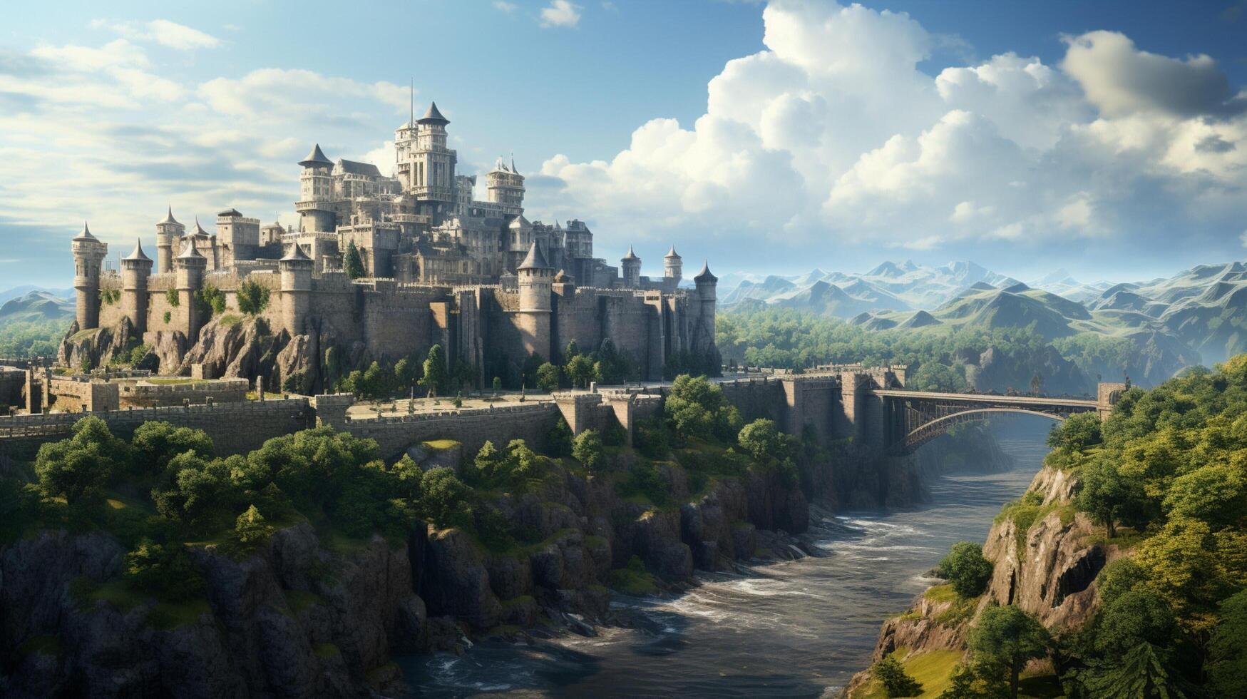 AI generated Medieval Castles and Kingdoms game background photo