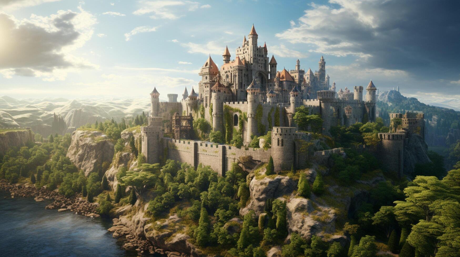 AI generated Medieval Castles and Kingdoms game background photo