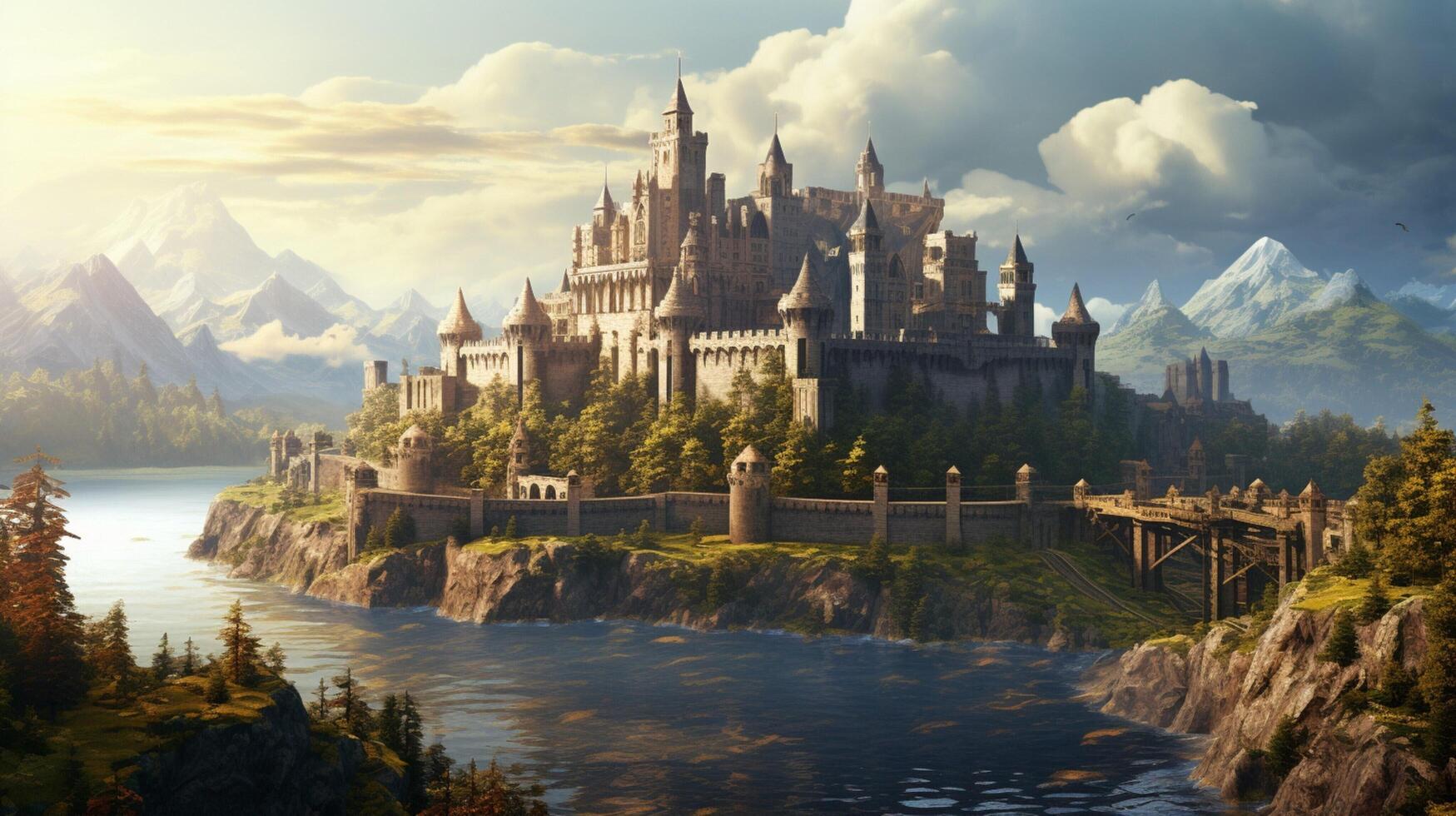 AI generated Medieval Castles and Kingdoms game background photo