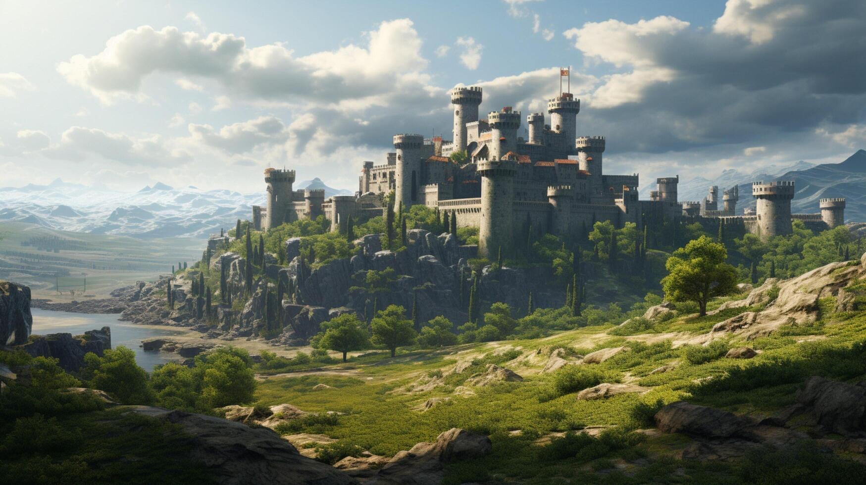 AI generated Medieval Castles and Kingdoms game background photo