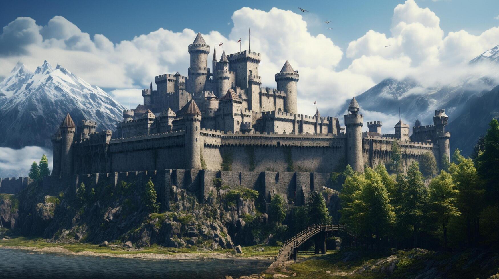 AI generated Medieval Castles and Kingdoms game background photo