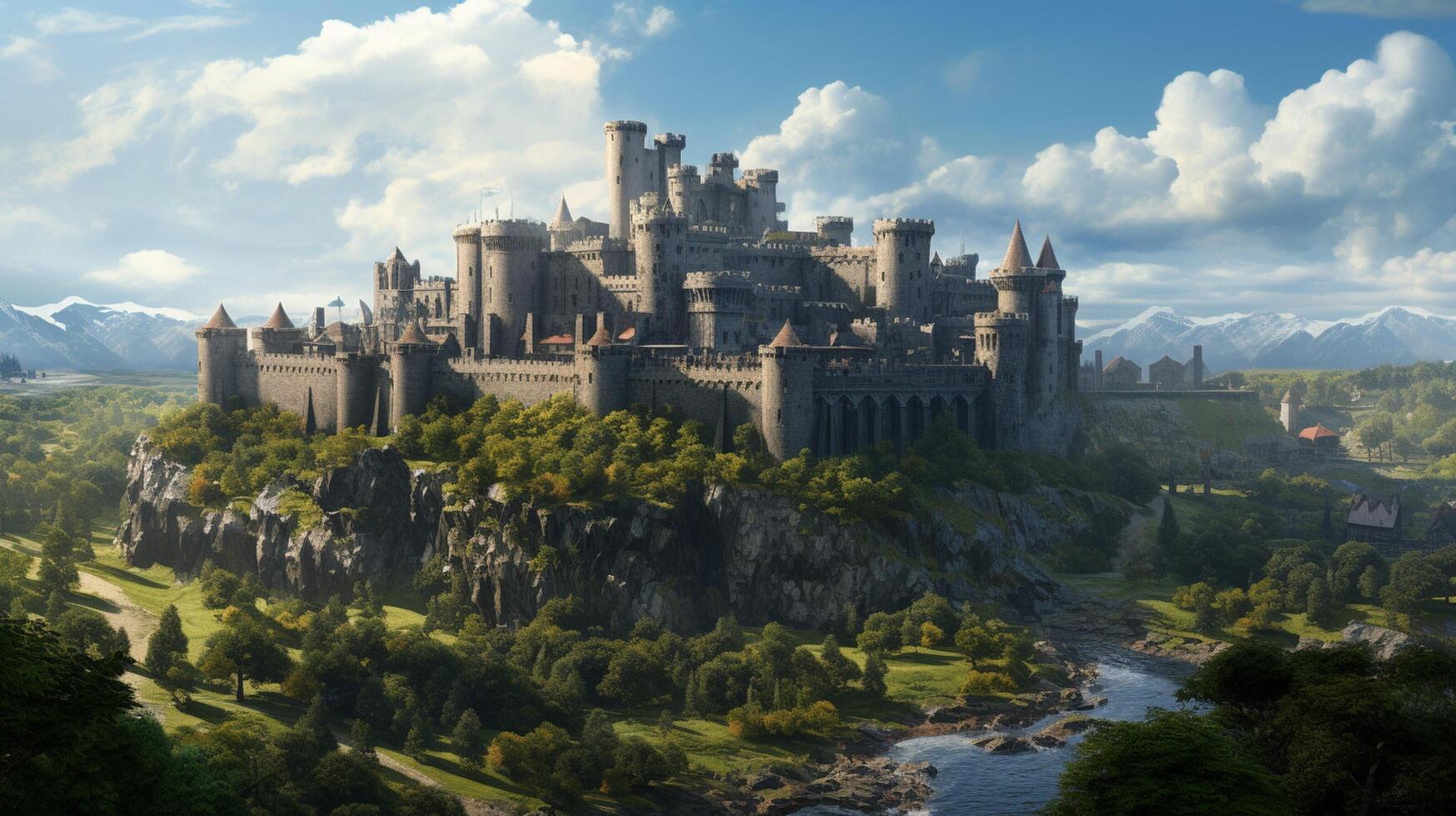 AI generated Medieval Castles and Kingdoms game background photo