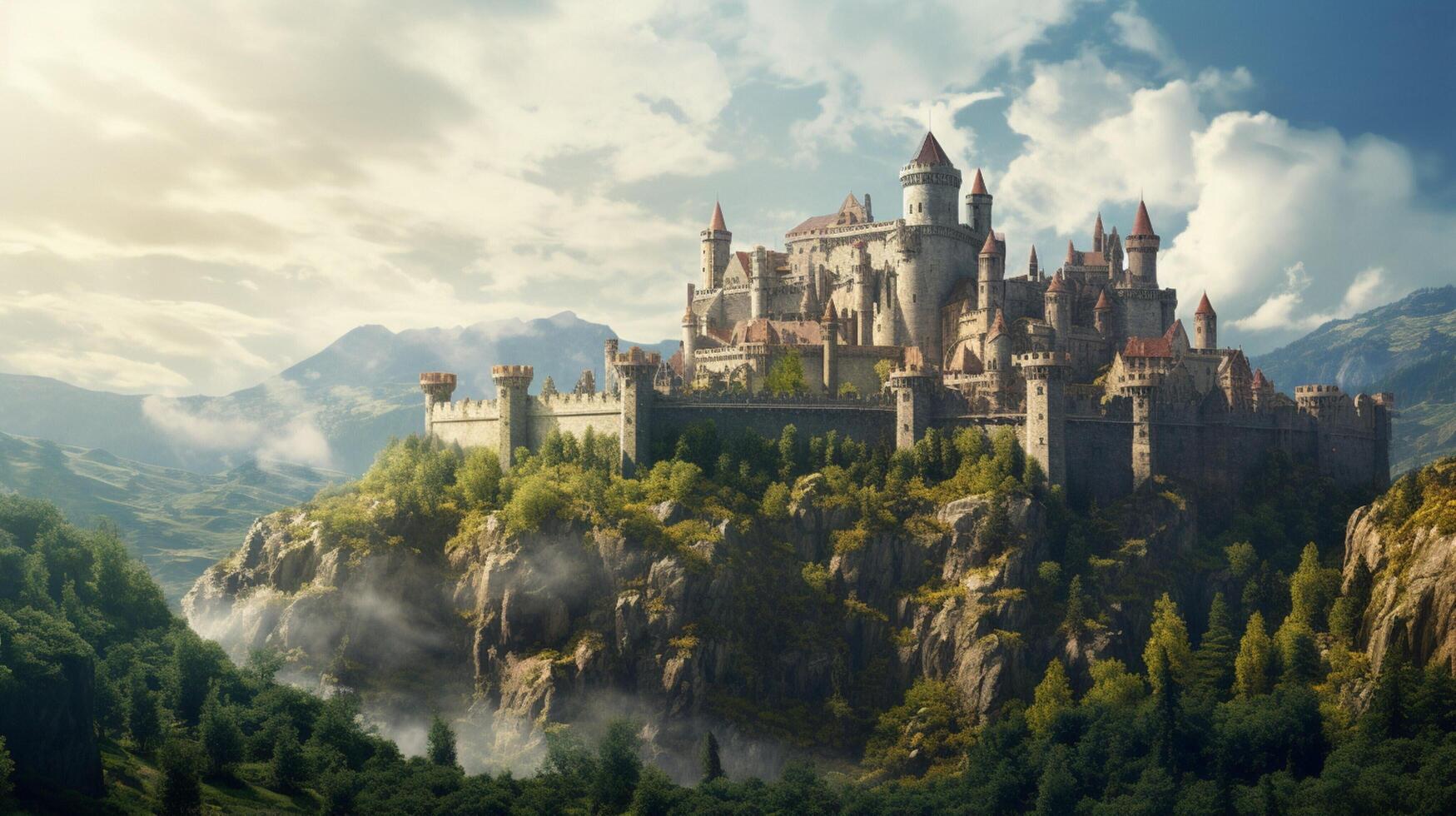 AI generated Medieval Castles and Kingdoms game background photo