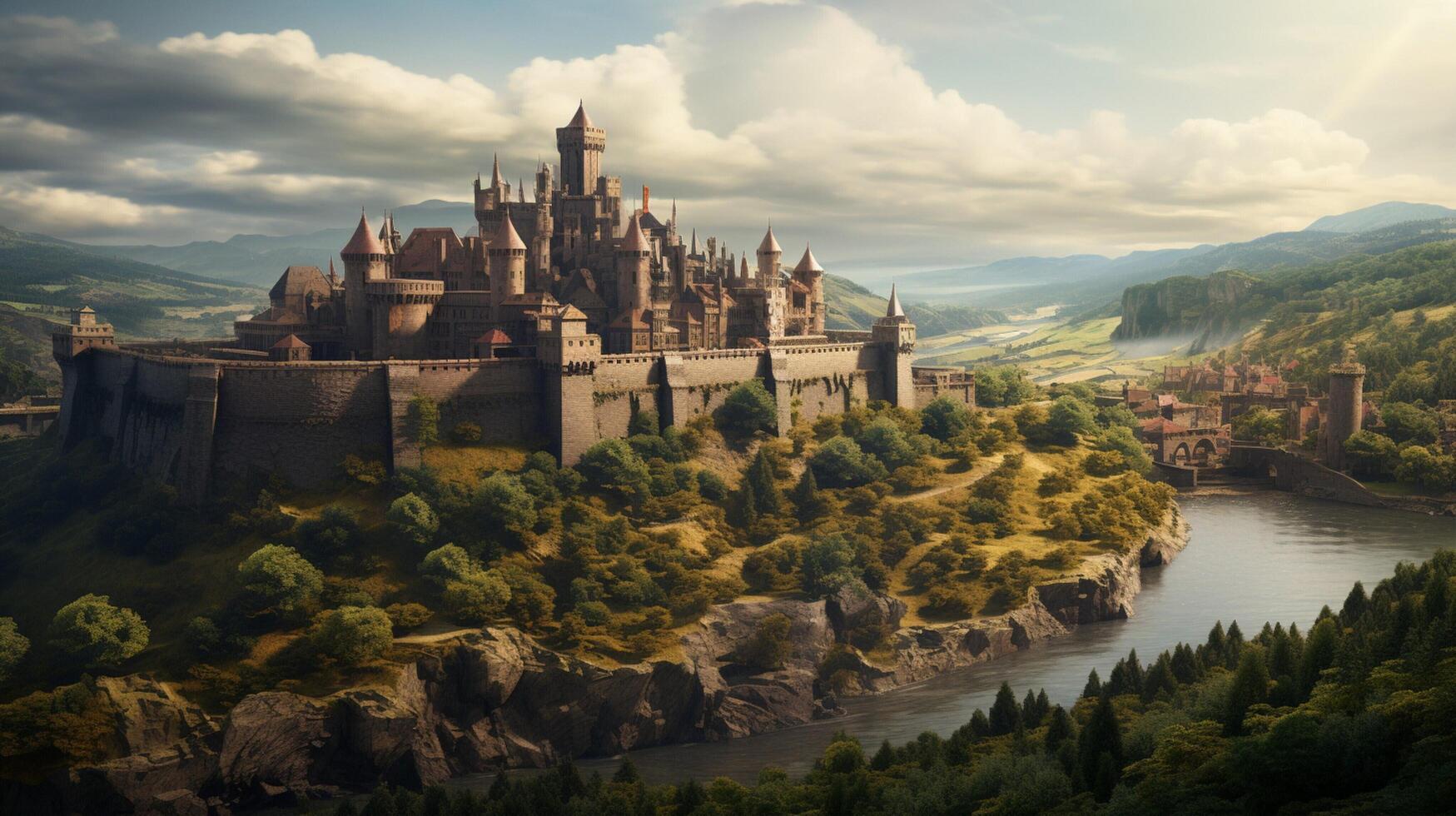 AI generated Medieval Castles and Kingdoms game background photo