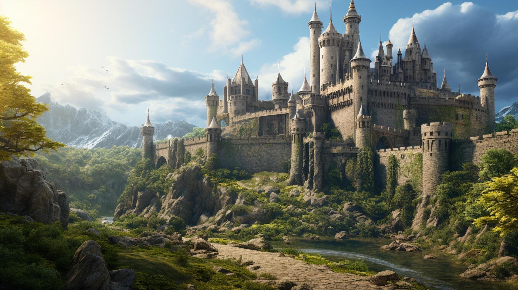 AI generated Medieval Castles and Kingdoms game background photo