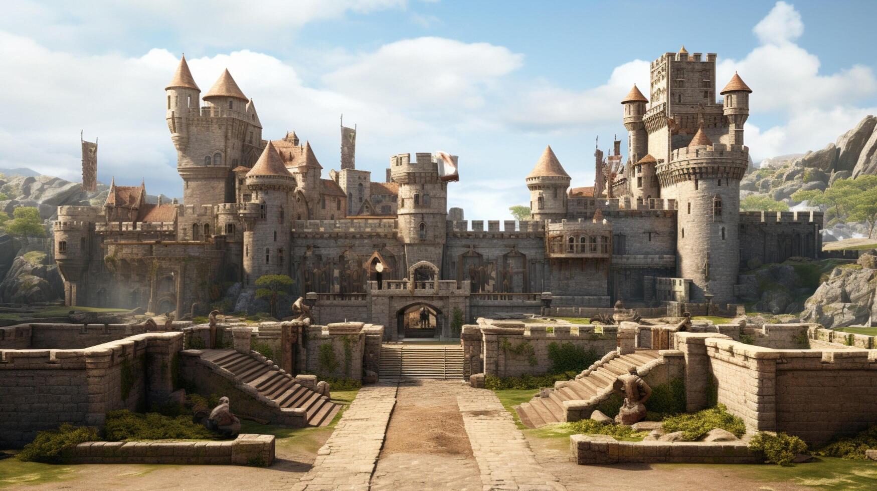 AI generated Medieval Castles and Kingdoms game background photo