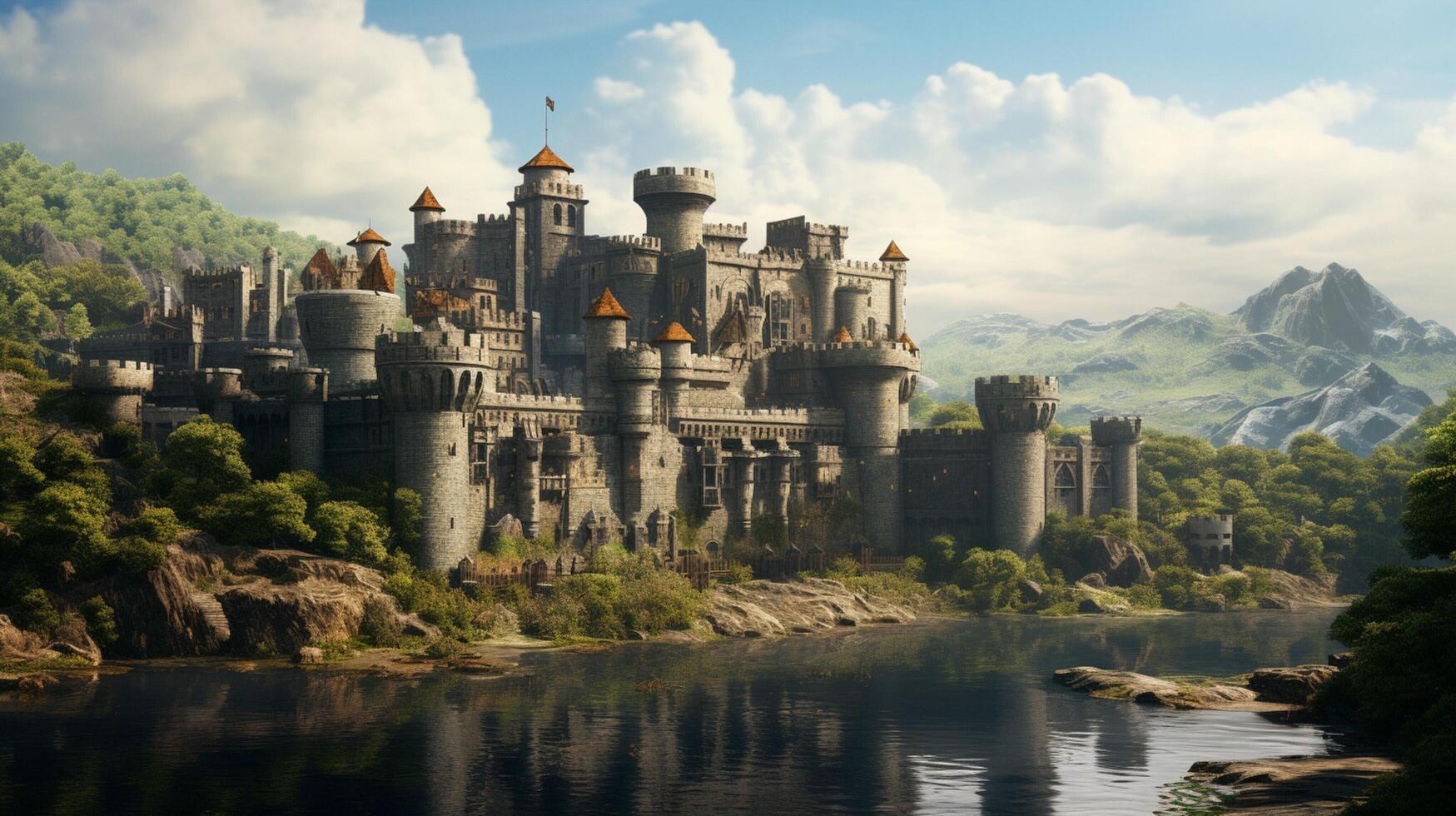 AI generated Medieval Castles and Kingdoms game background photo