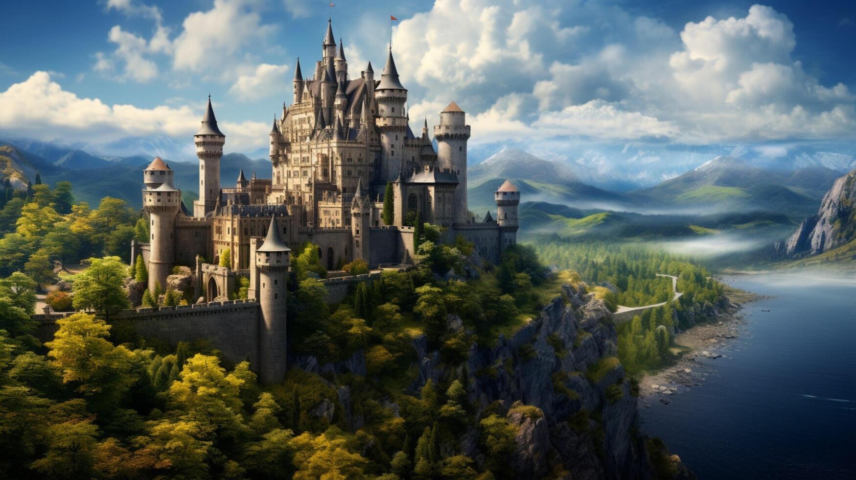 AI generated Medieval Castles and Kingdoms game background photo