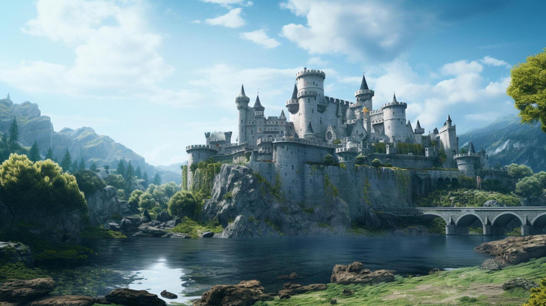 AI generated Medieval Castles and Kingdoms game background photo