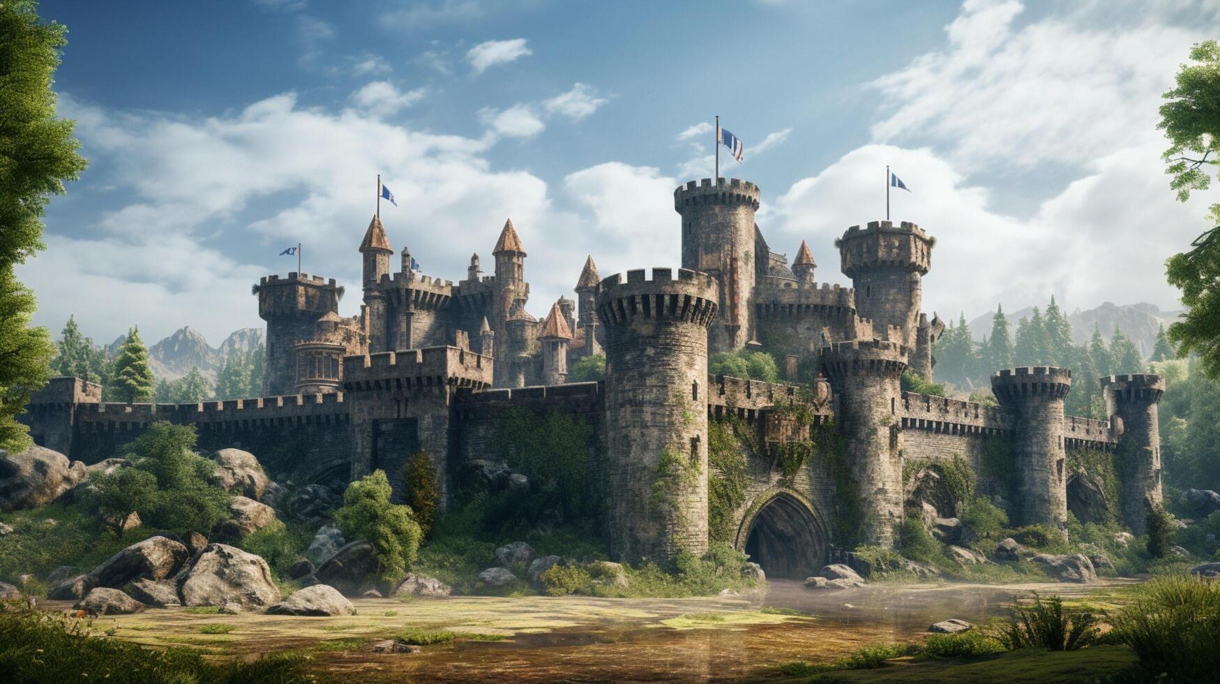 AI generated Medieval Castles and Kingdoms game background photo